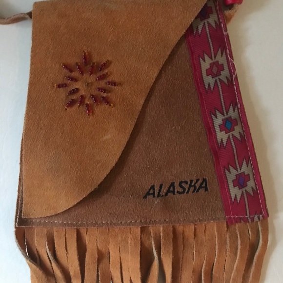 Fringed Suede small purse Made in Alaska - Picture 3 of 6